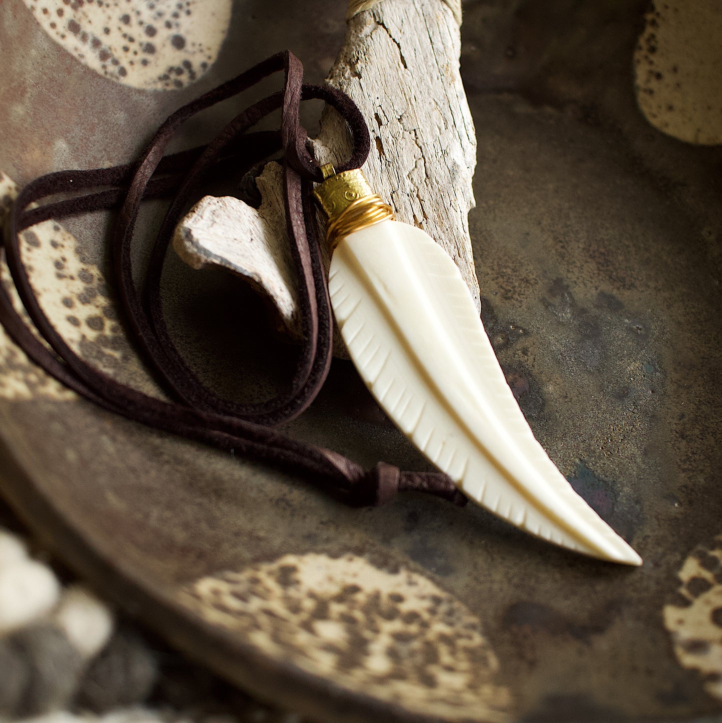 Pinhoti Carved Feather Necklace